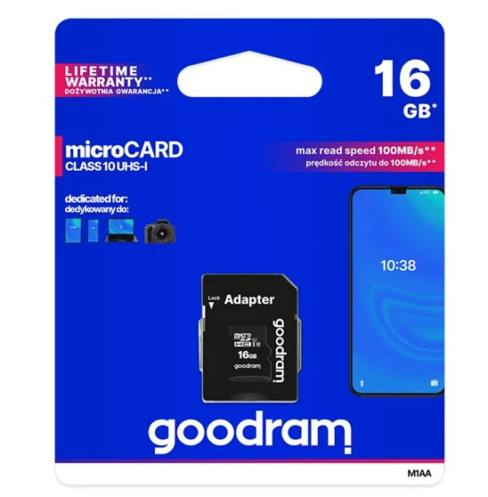Memory card 16 GB Micro SDHC with SD adapter