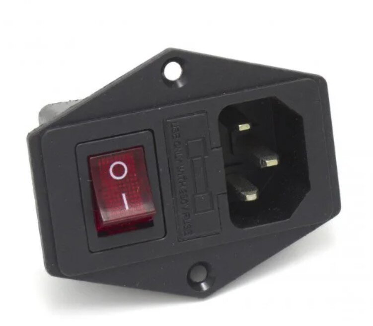 Socket with fuse and switch for power supply