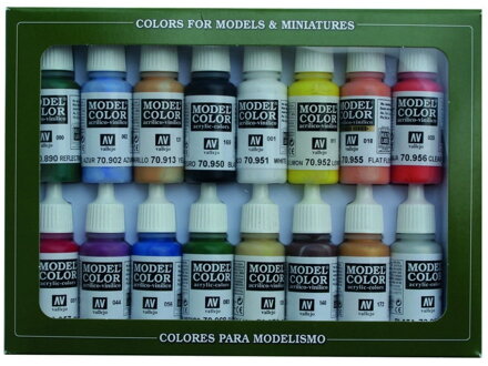 Vallejo Model Color 16 Color Set 70140 Basic Colors USA (16)