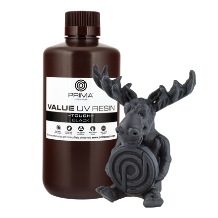 PrimaCreator Výhodná houževnatá UV pryskyřice (Podobná ABS) - 1 kg - Černá