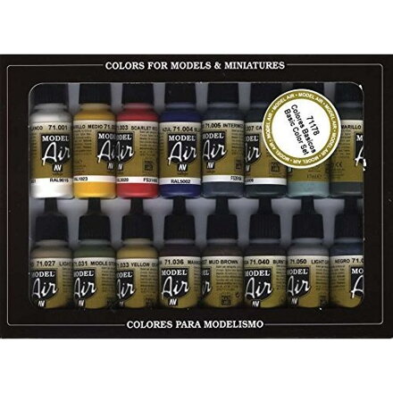 Vallejo: Basic Colors - Acrylic 16 Airbrush Paint Set for Model and Hobby
