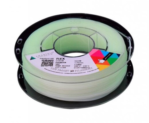 Flex Filament Glow shining in the darkness of 1.75 mm Smartfil coil: 0.75 kg Flex Filament Glow shining in the darkness of 1.75 mm Smartfil coil: 0.75 kg