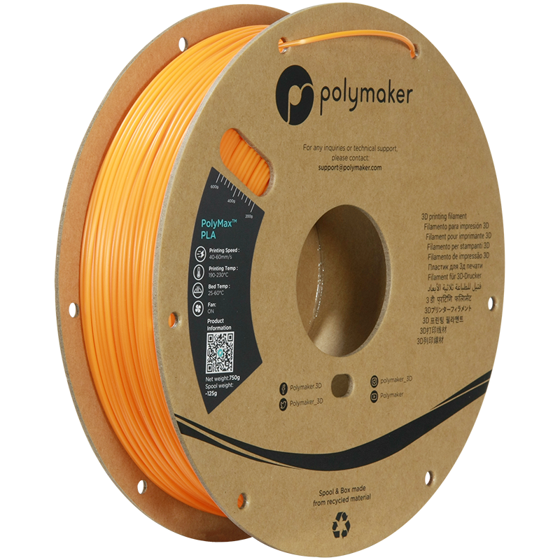 Pla Polymax Filament Orange 1.75mm Polymaker 750g