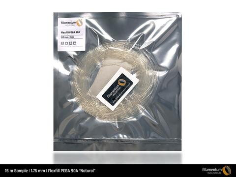 Sample 15 meters - Flexfill PEBA 90A Durable print string 1,75mm FILLAMENTUM NATURAL