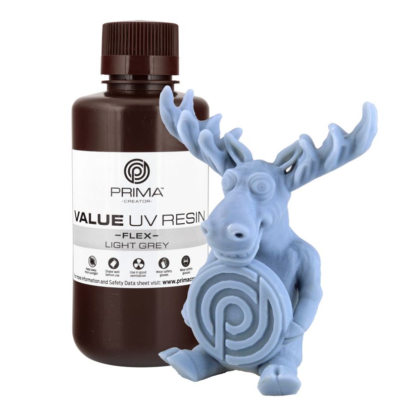 PrimaCreator Cenově výhodná flexibilní UV pryskyřice - 500 g - Světle šedá