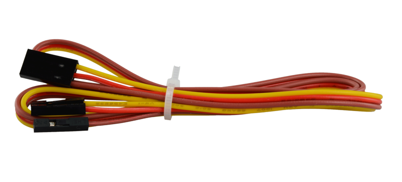 3žilový kabel (hnědá, červená, oranžová), 80cm, s jedním koncem DuPont samice 3pin 2.54mm a druhým koncem 3x DuPont samice 1pin