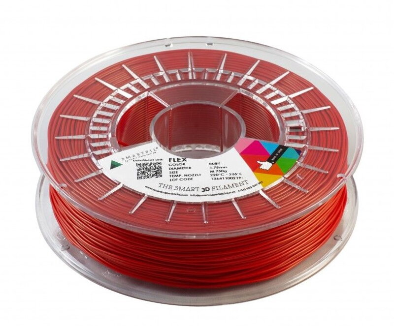 Flex Filament Rubin Red 1.75 mm Smartfil Coil: 0.33 kg