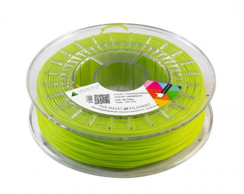 Flex Filament Caribbean Green 1.75 mm Smartfil Coil: 0.75 kg Flex Filament Caribbean Green 1.75 mm Smartfil Coil: 0.75 kg